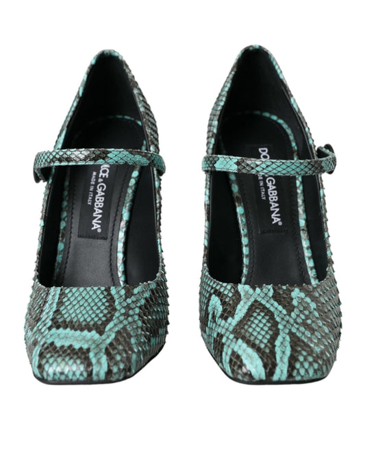 Dolce & Gabbana Aqua Python Leather Mary Jane Pumps Shoes - SMARTMARTNZ
