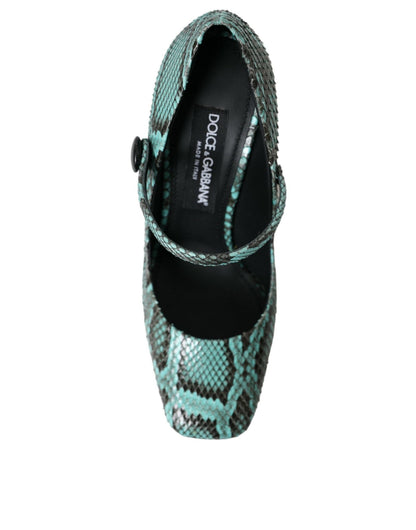 Dolce & Gabbana Aqua Python Leather Mary Jane Pumps Shoes - SMARTMARTNZ