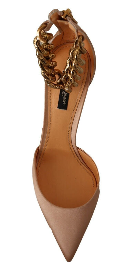Dolce & Gabbana Beige Ankle Chain Strap High Heels Pumps Shoes - SMARTMARTNZ