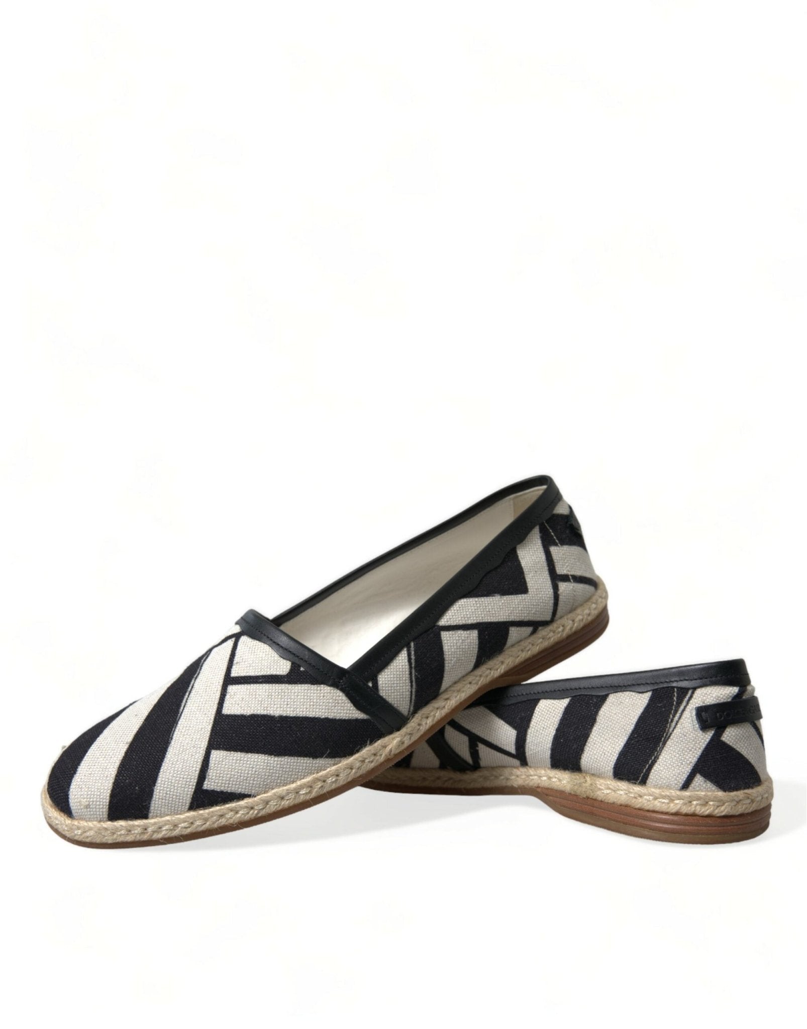 Dolce & Gabbana Beige Black Striped Canvas Espadrilles MONDELLO Shoes - SMARTMARTNZ