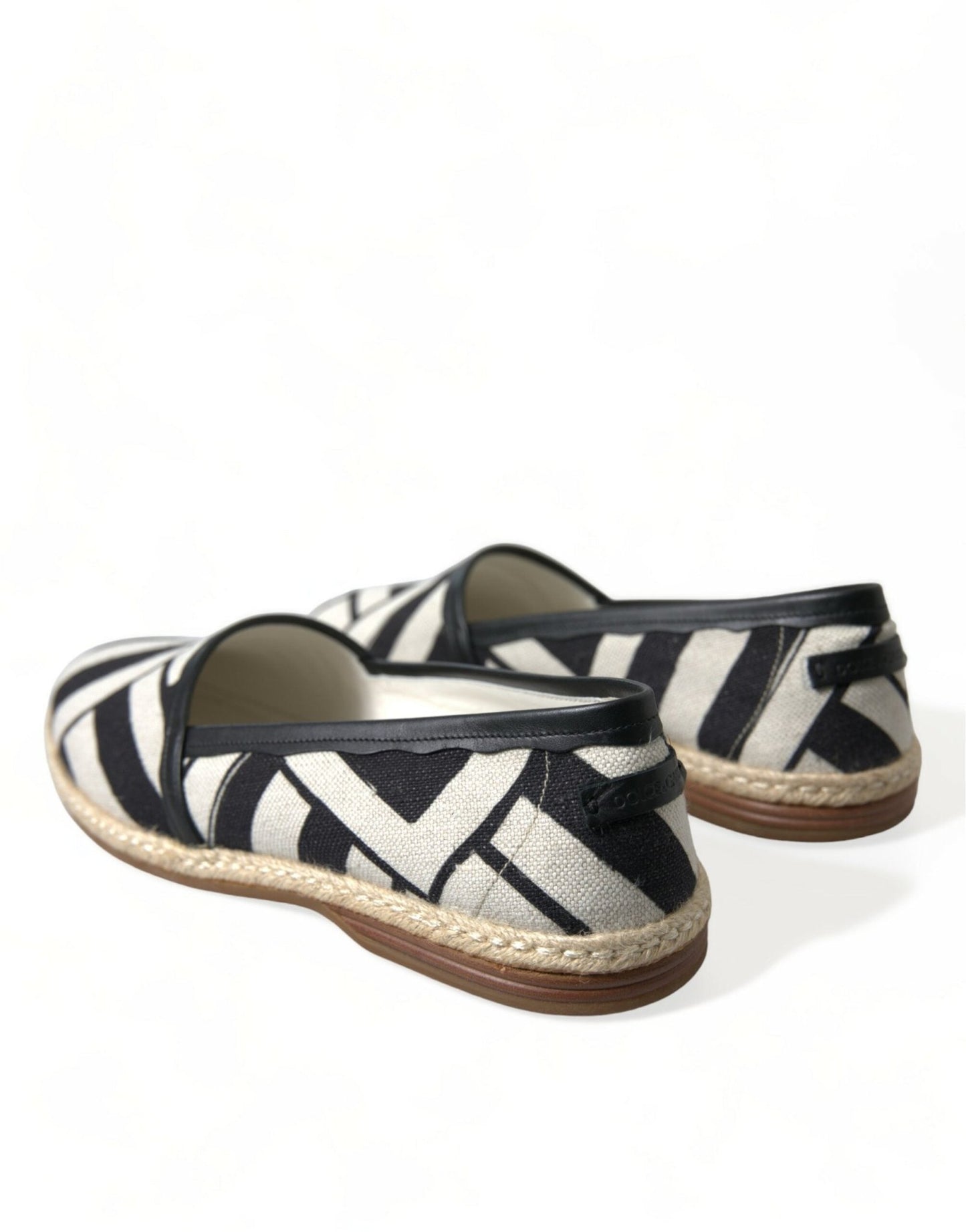 Dolce & Gabbana Beige Black Striped Canvas Espadrilles MONDELLO Shoes - SMARTMARTNZ