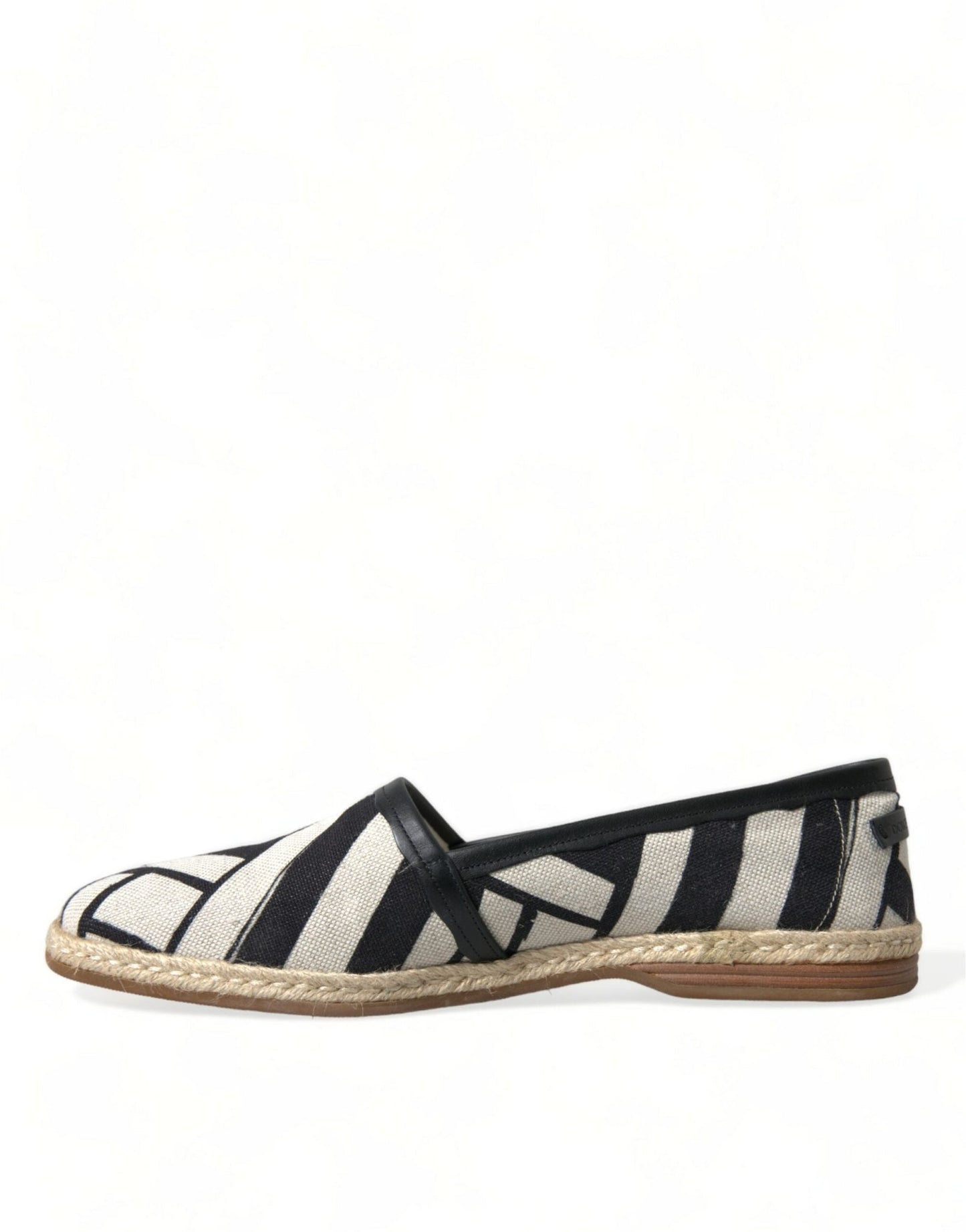 Dolce & Gabbana Beige Black Striped Canvas Espadrilles MONDELLO Shoes - SMARTMARTNZ