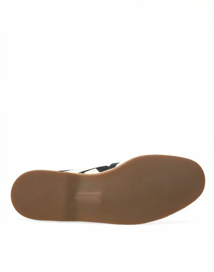 Dolce & Gabbana Beige Black Striped Canvas Espadrilles MONDELLO Shoes - SMARTMARTNZ
