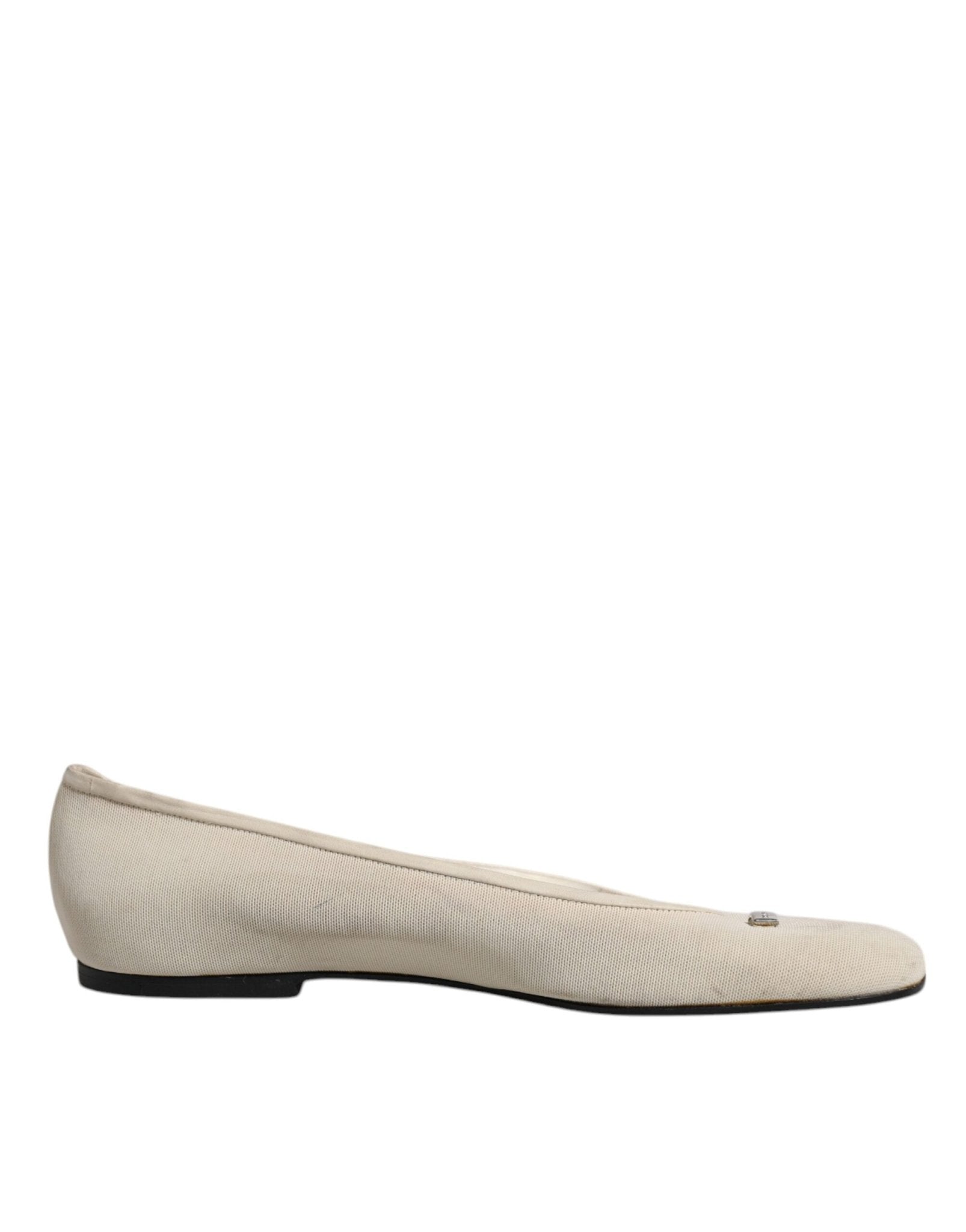 Dolce & Gabbana Beige Fabric Slip On Ballerina Flats Shoes - SMARTMARTNZ
