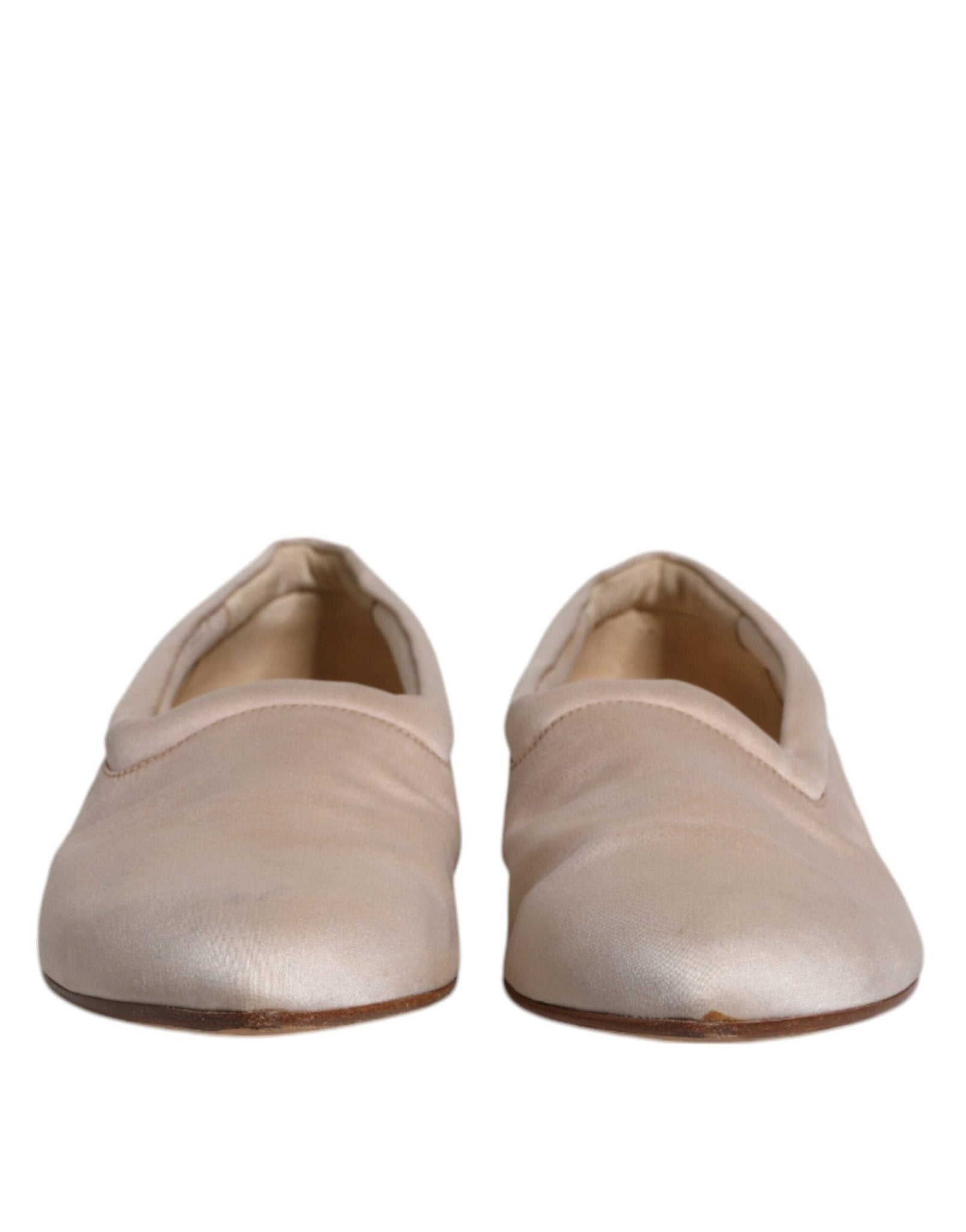 Dolce & Gabbana Beige Fabric Slip On Ballerina Flats Shoes - SMARTMARTNZ