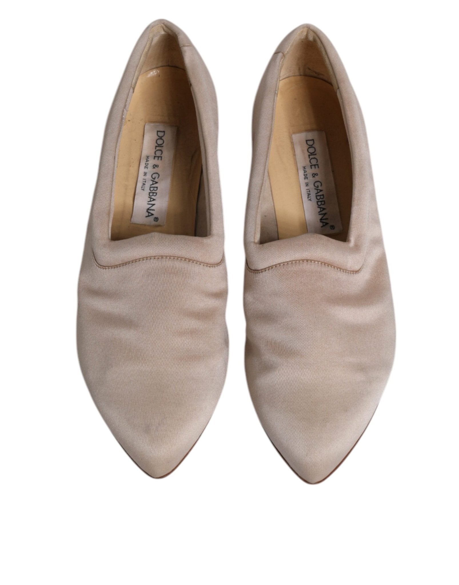 Dolce & Gabbana Beige Fabric Slip On Ballerina Flats Shoes - SMARTMARTNZ