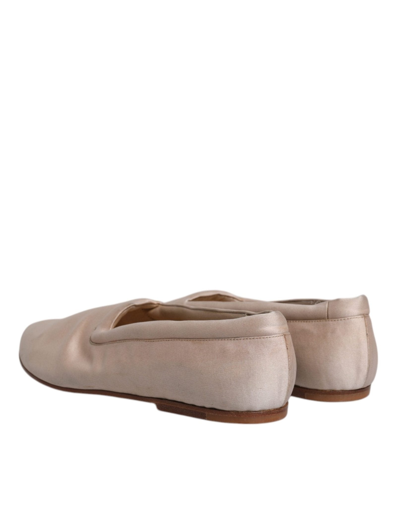 Dolce & Gabbana Beige Fabric Slip On Ballerina Flats Shoes - SMARTMARTNZ