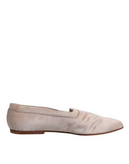 Dolce & Gabbana Beige Fabric Slip On Ballerina Flats Shoes - SMARTMARTNZ