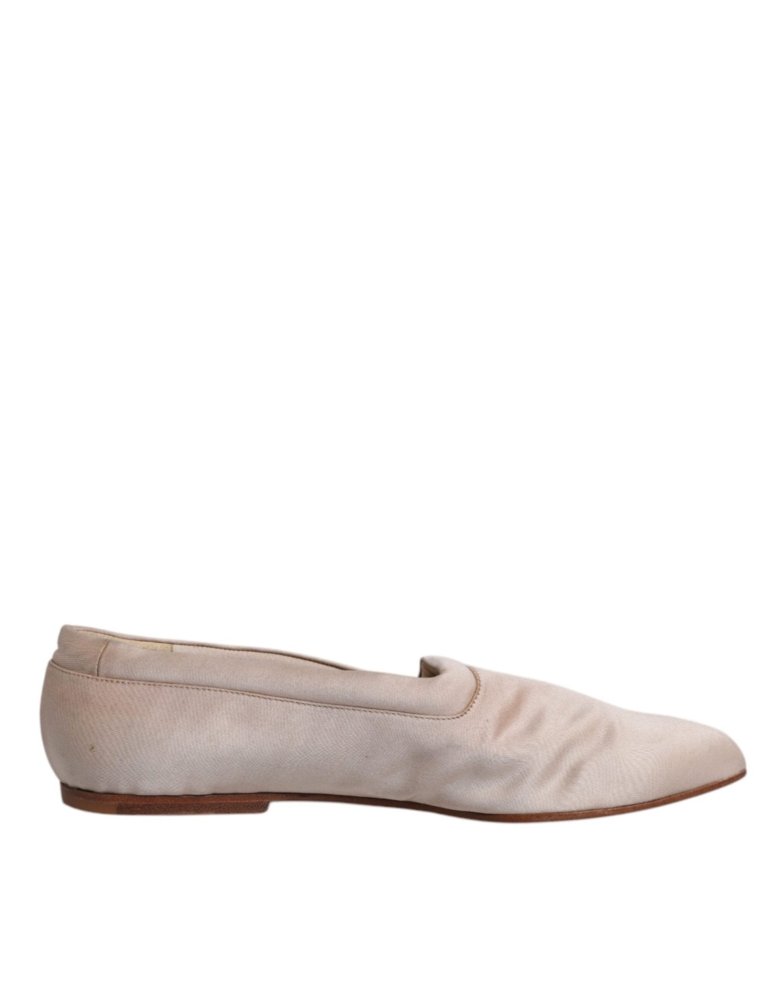 Dolce & Gabbana Beige Fabric Slip On Ballerina Flats Shoes - SMARTMARTNZ