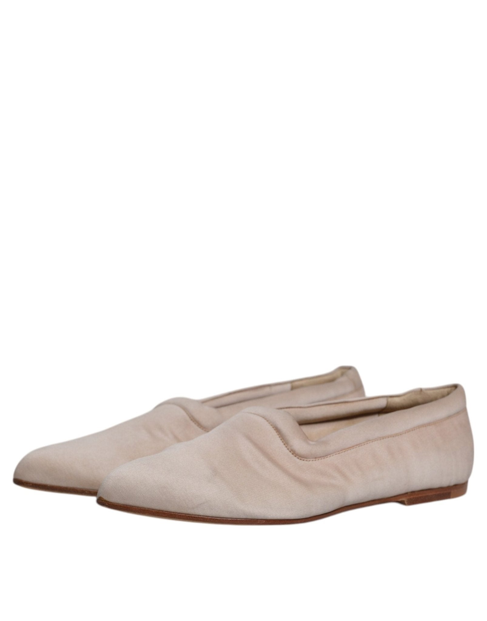 Dolce & Gabbana Beige Fabric Slip On Ballerina Flats Shoes - SMARTMARTNZ