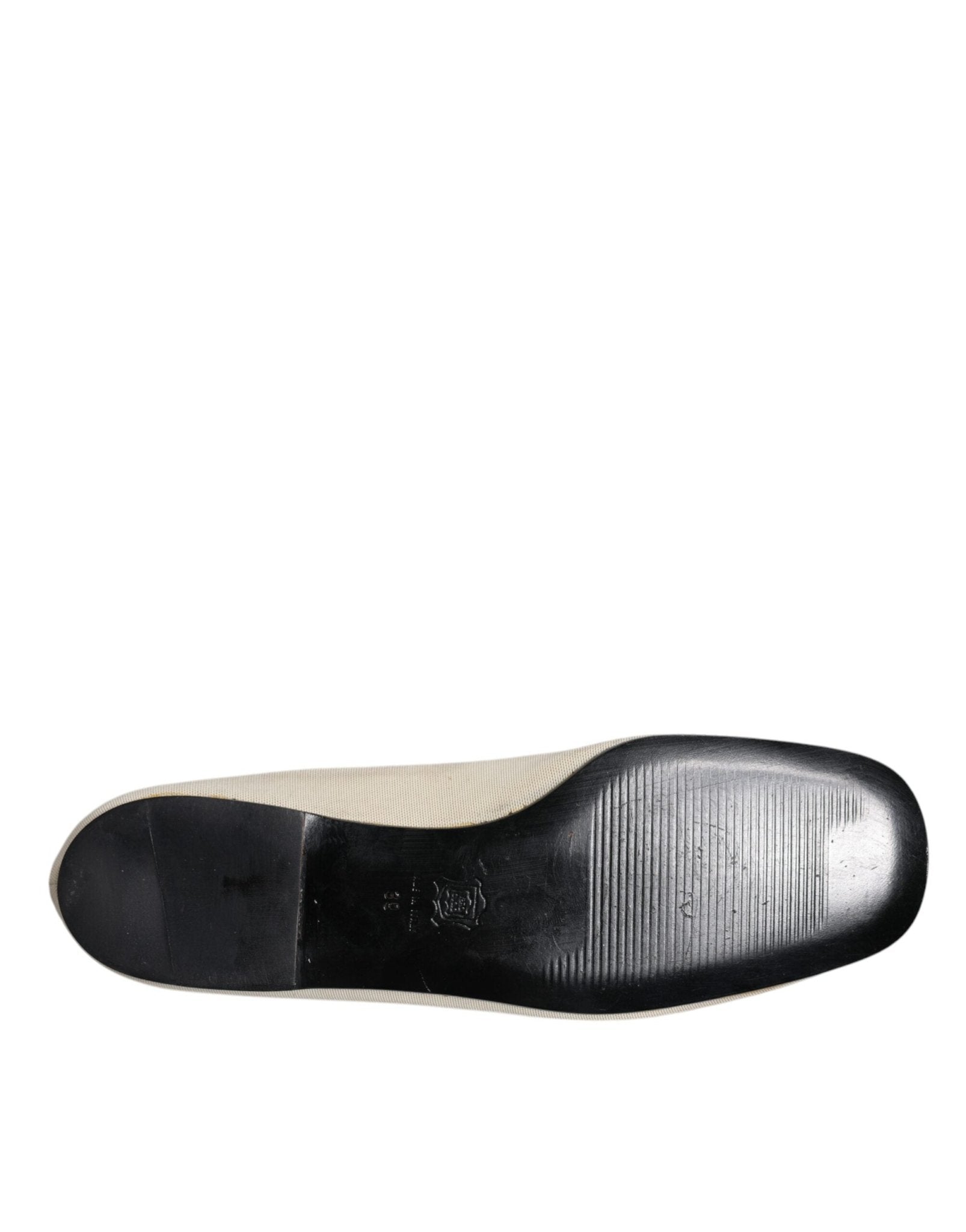 Dolce & Gabbana Beige Fabric Slip On Ballerina Flats Shoes - SMARTMARTNZ