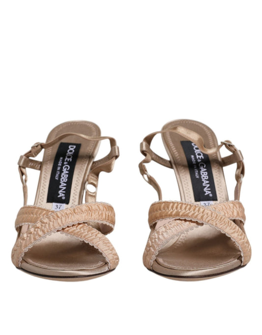 Dolce & Gabbana Beige Keira Slingback Heels Sandals Shoes - SMARTMARTNZ