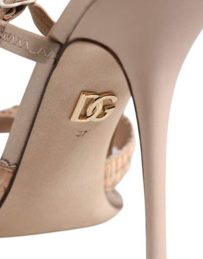 Dolce & Gabbana Beige Keira Slingback Heels Sandals Shoes - SMARTMARTNZ
