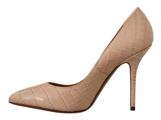 Dolce & Gabbana Beige Leather Bellucci Heels Pumps Shoes - SMARTMARTNZ
