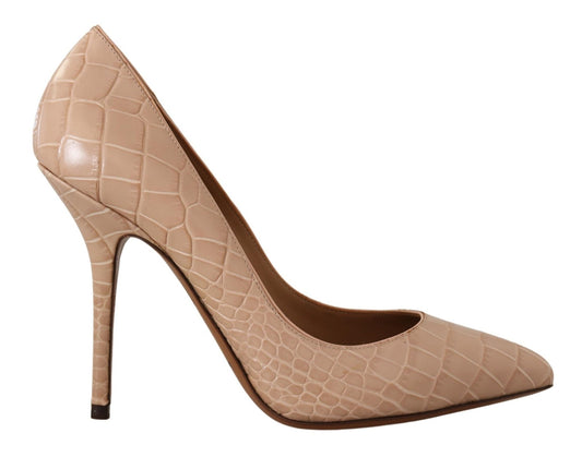 Dolce & Gabbana Beige Leather Bellucci Heels Pumps Shoes - SMARTMARTNZ