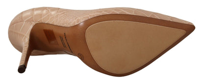Dolce & Gabbana Beige Leather Bellucci Heels Pumps Shoes - SMARTMARTNZ