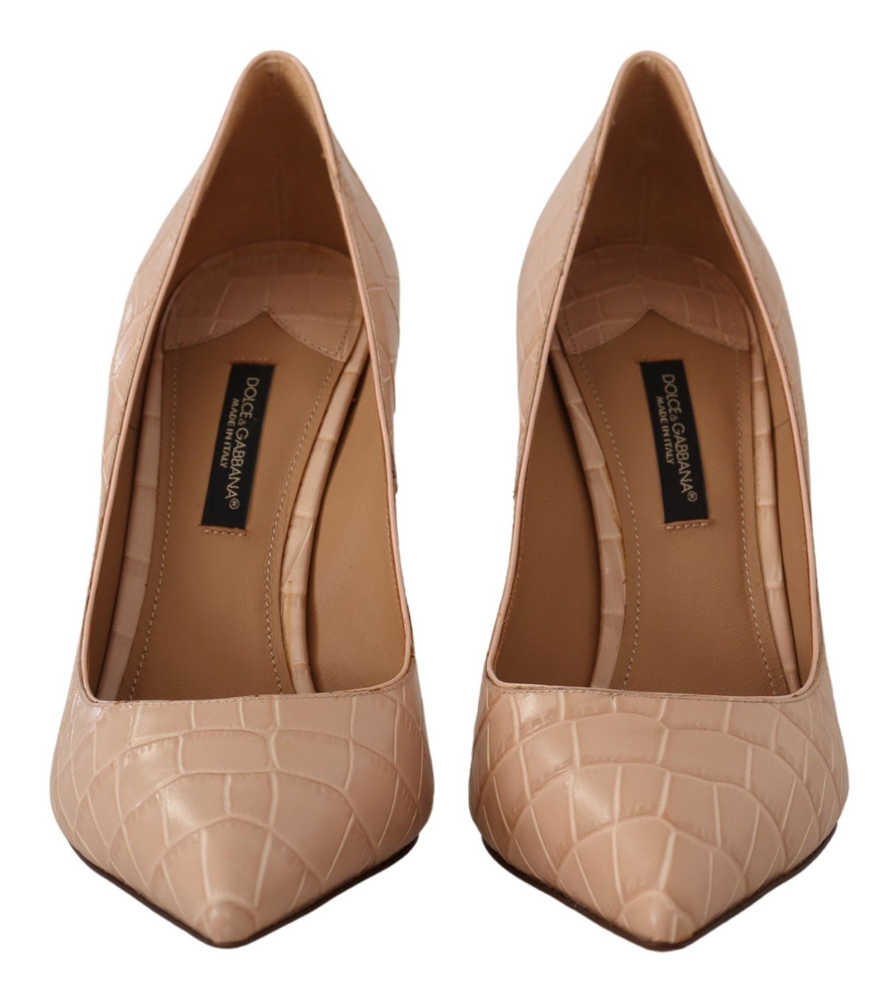 Dolce & Gabbana Beige Leather Bellucci Heels Pumps Shoes - SMARTMARTNZ