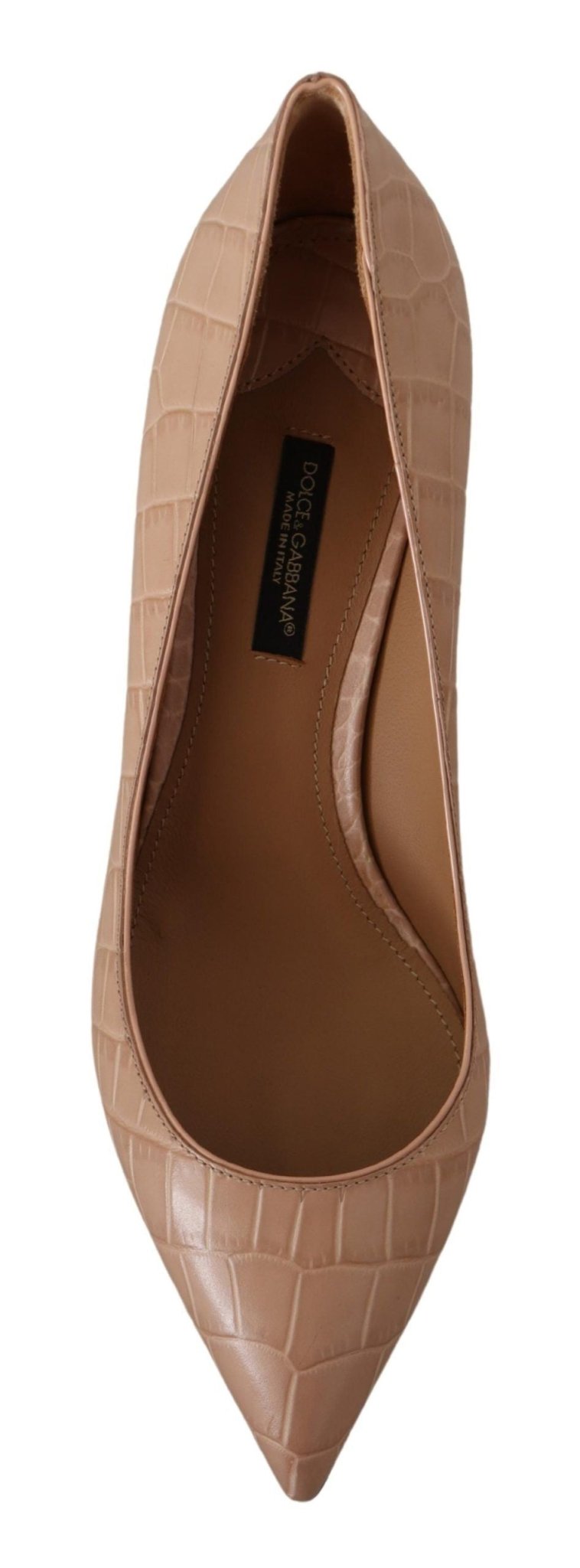 Dolce & Gabbana Beige Leather Pointed Heels Pumps Shoes - SMARTMARTNZ