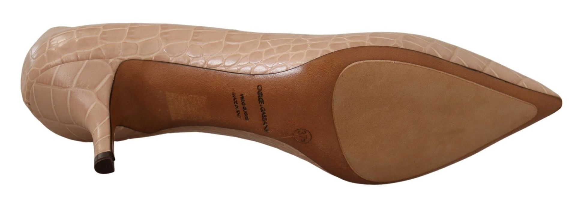 Dolce & Gabbana Beige Leather Pointed Heels Pumps Shoes - SMARTMARTNZ