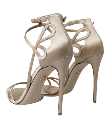 Dolce & Gabbana Beige Leather Strappy Heels Sandals Shoes - SMARTMARTNZ