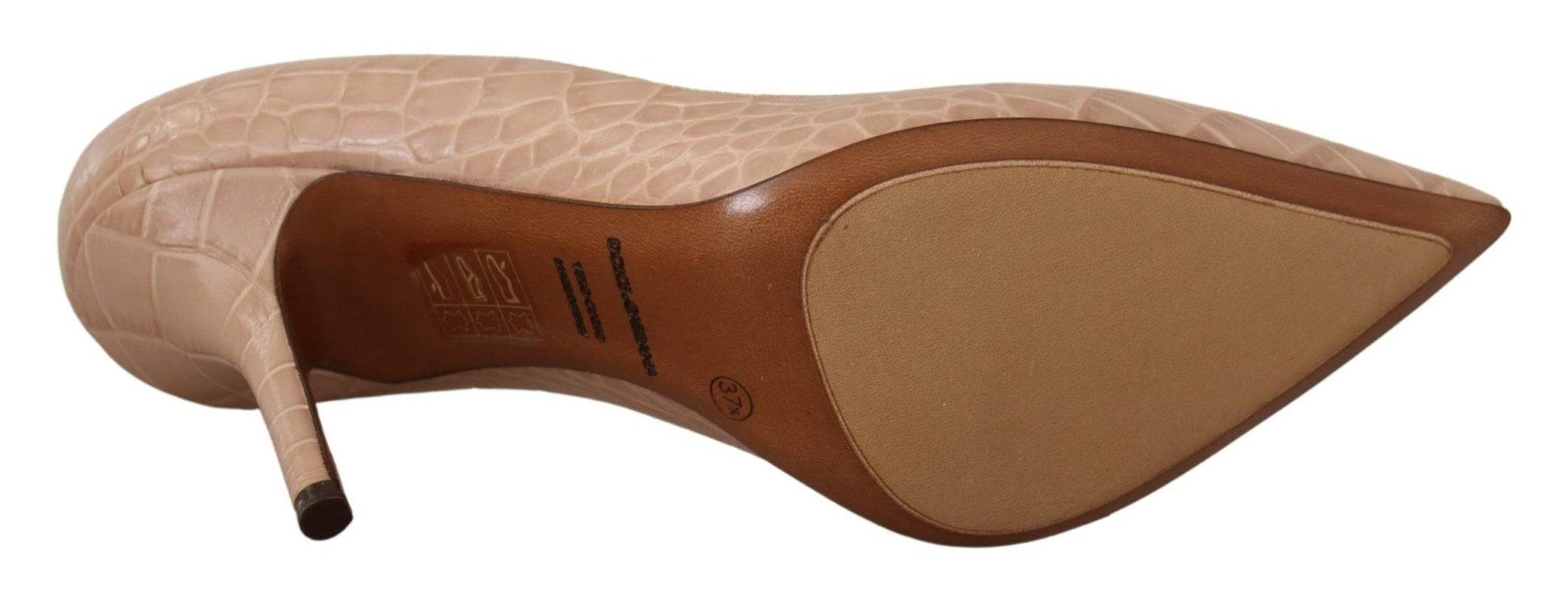 Dolce & Gabbana Beige Nude Leather BELLUCCI Heels Pumps Shoes - SMARTMARTNZ