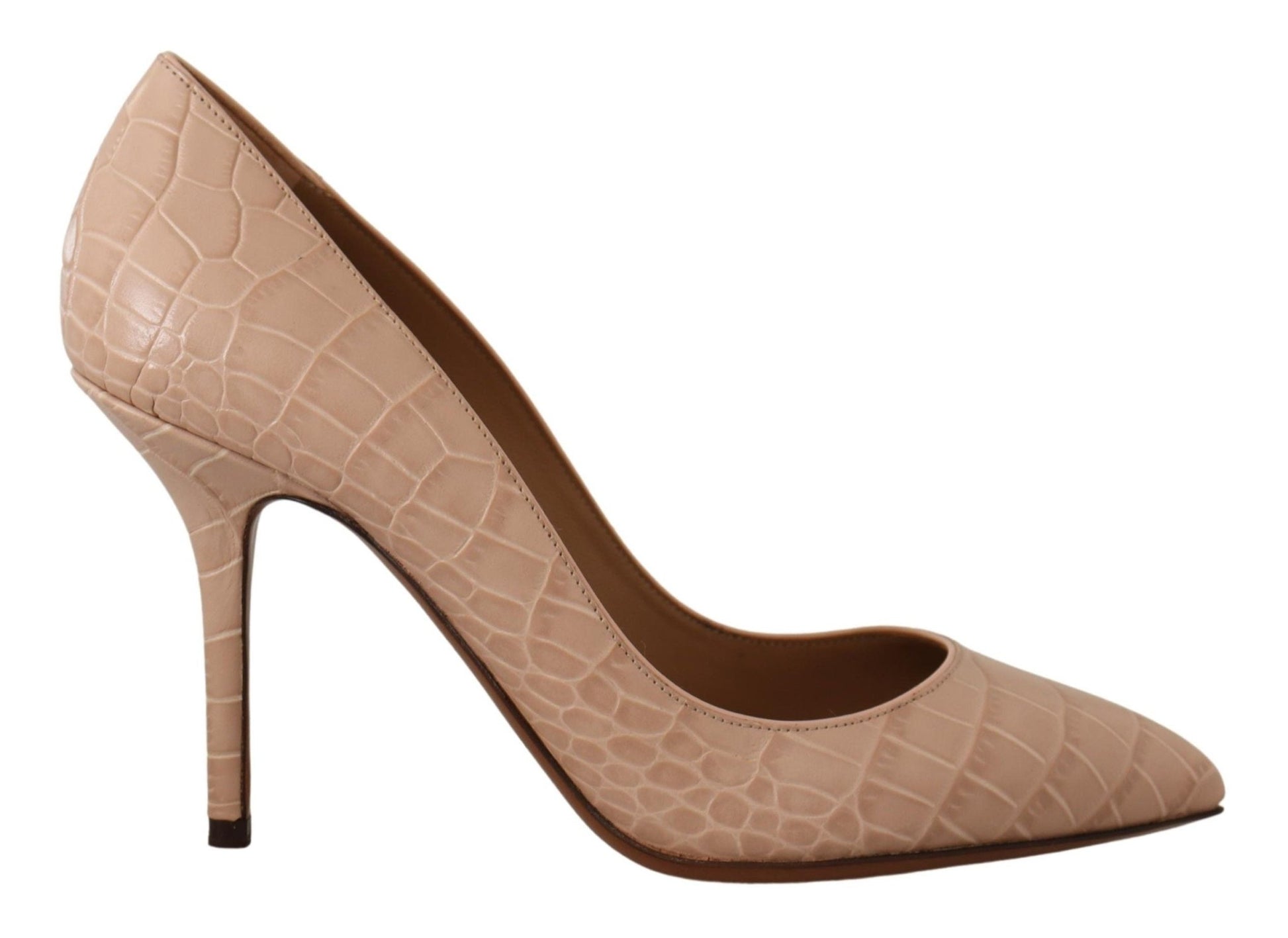 Dolce & Gabbana Beige Nude Leather BELLUCCI Heels Pumps Shoes - SMARTMARTNZ