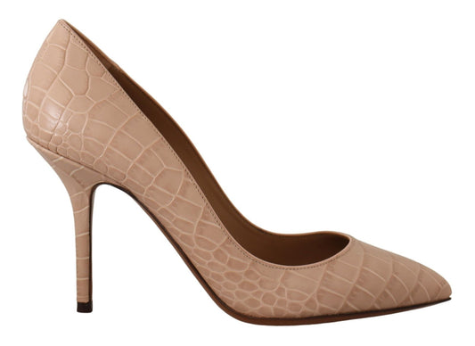 Dolce & Gabbana Beige Nude Leather BELLUCCI Heels Pumps Shoes - SMARTMARTNZ