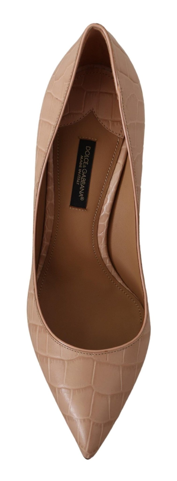 Dolce & Gabbana Beige Nude Leather BELLUCCI Heels Pumps Shoes - SMARTMARTNZ