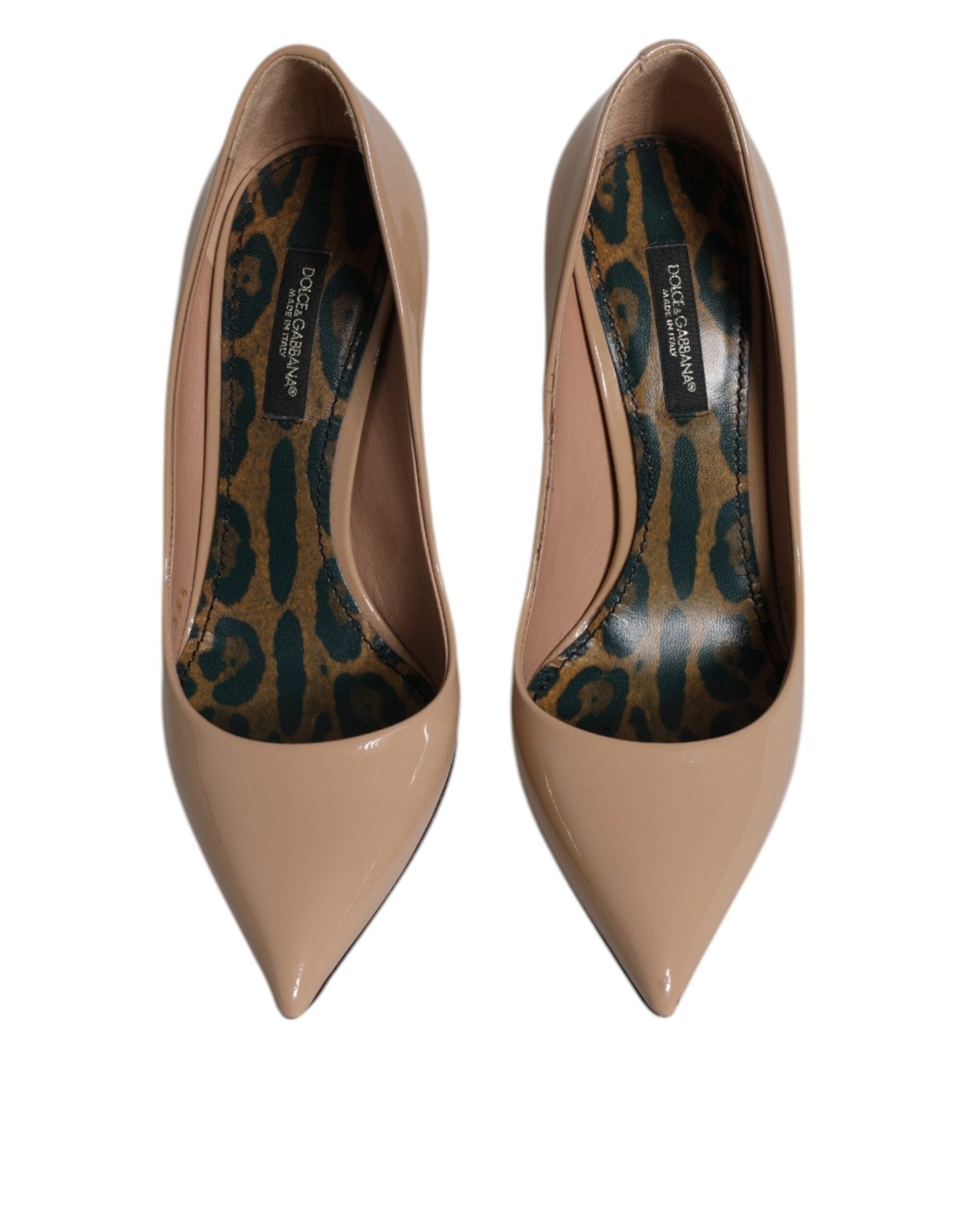 Dolce & Gabbana Beige Patent Leather Stiletto Heel Pumps Shoes - SMARTMARTNZ
