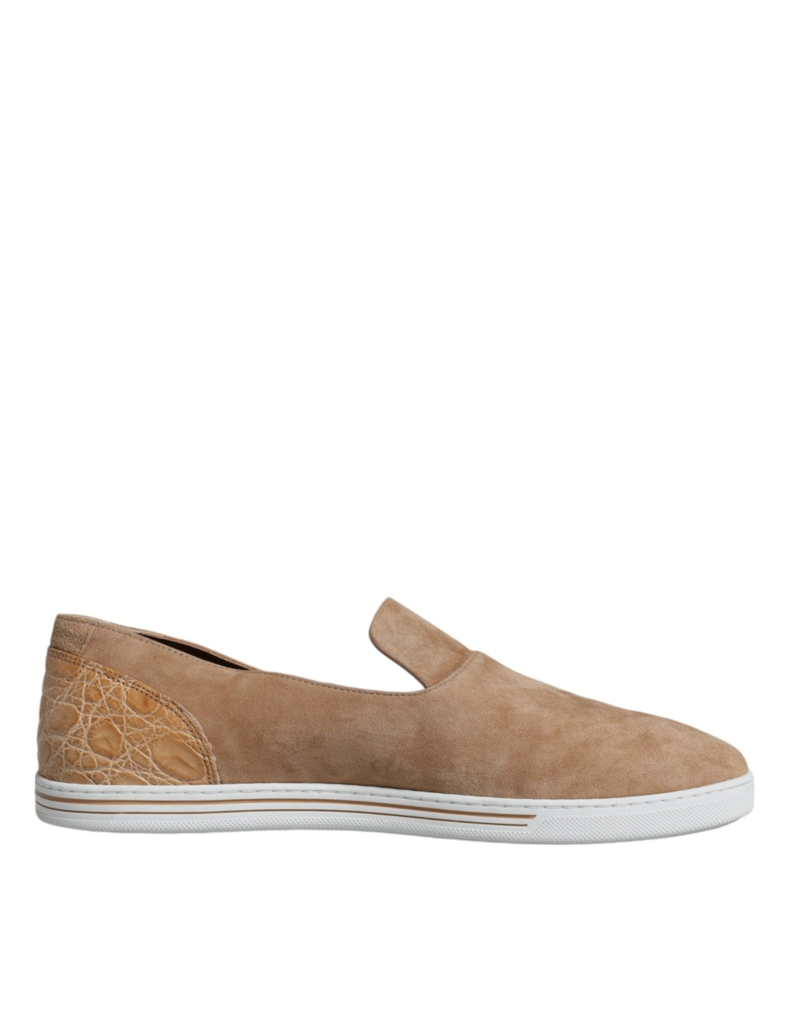 Dolce & Gabbana Beige Suede Caiman Loafers Slippers Shoes - SMARTMARTNZ