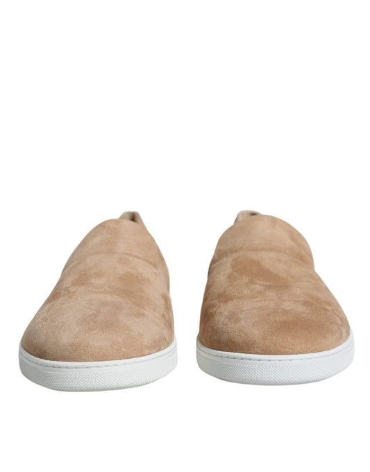 Dolce & Gabbana Beige Suede Caiman Loafers Slippers Shoes - SMARTMARTNZ