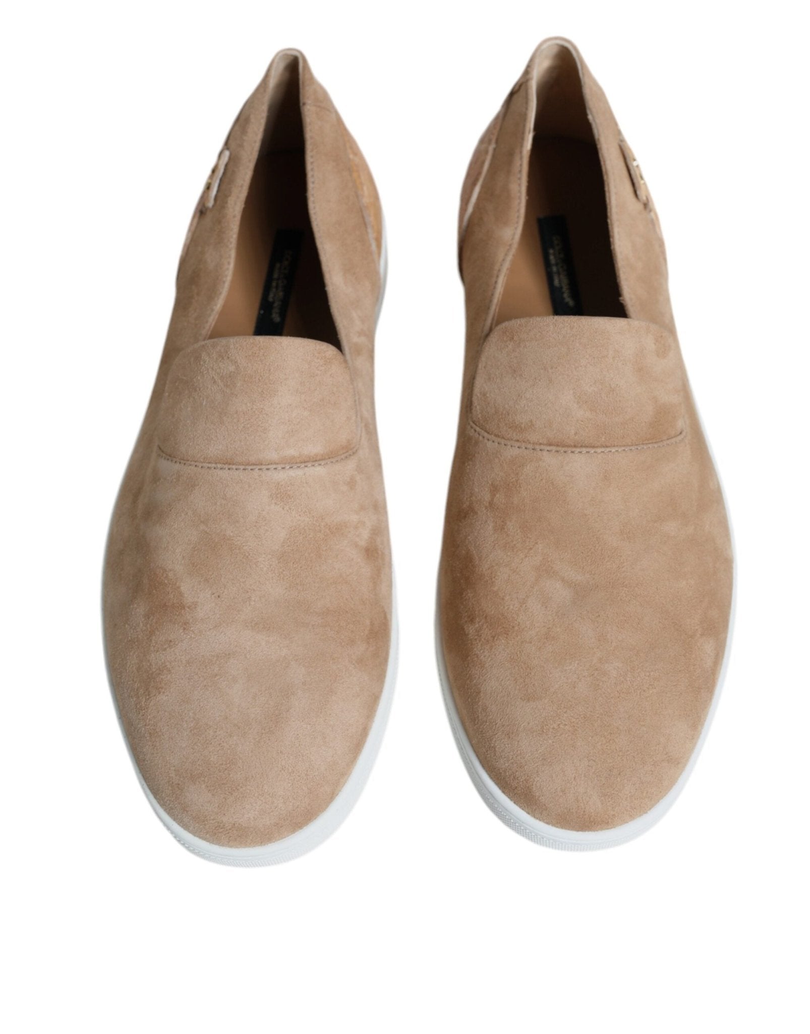 Dolce & Gabbana Beige Suede Caiman Loafers Slippers Shoes - SMARTMARTNZ