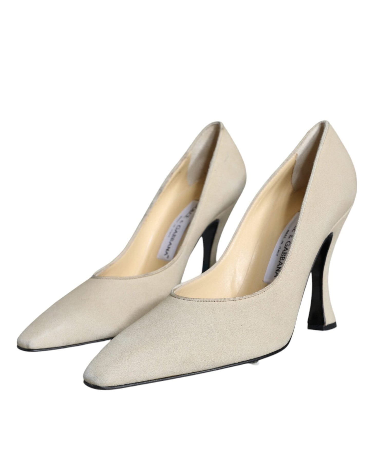 Dolce & Gabbana Beige Suede Leather High Heels Pumps Shoes - SMARTMARTNZ