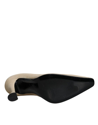 Dolce & Gabbana Beige Suede Leather High Heels Pumps Shoes - SMARTMARTNZ