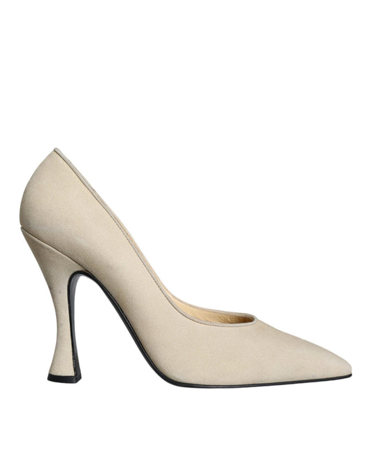 Dolce & Gabbana Beige Suede Leather High Heels Pumps Shoes - SMARTMARTNZ