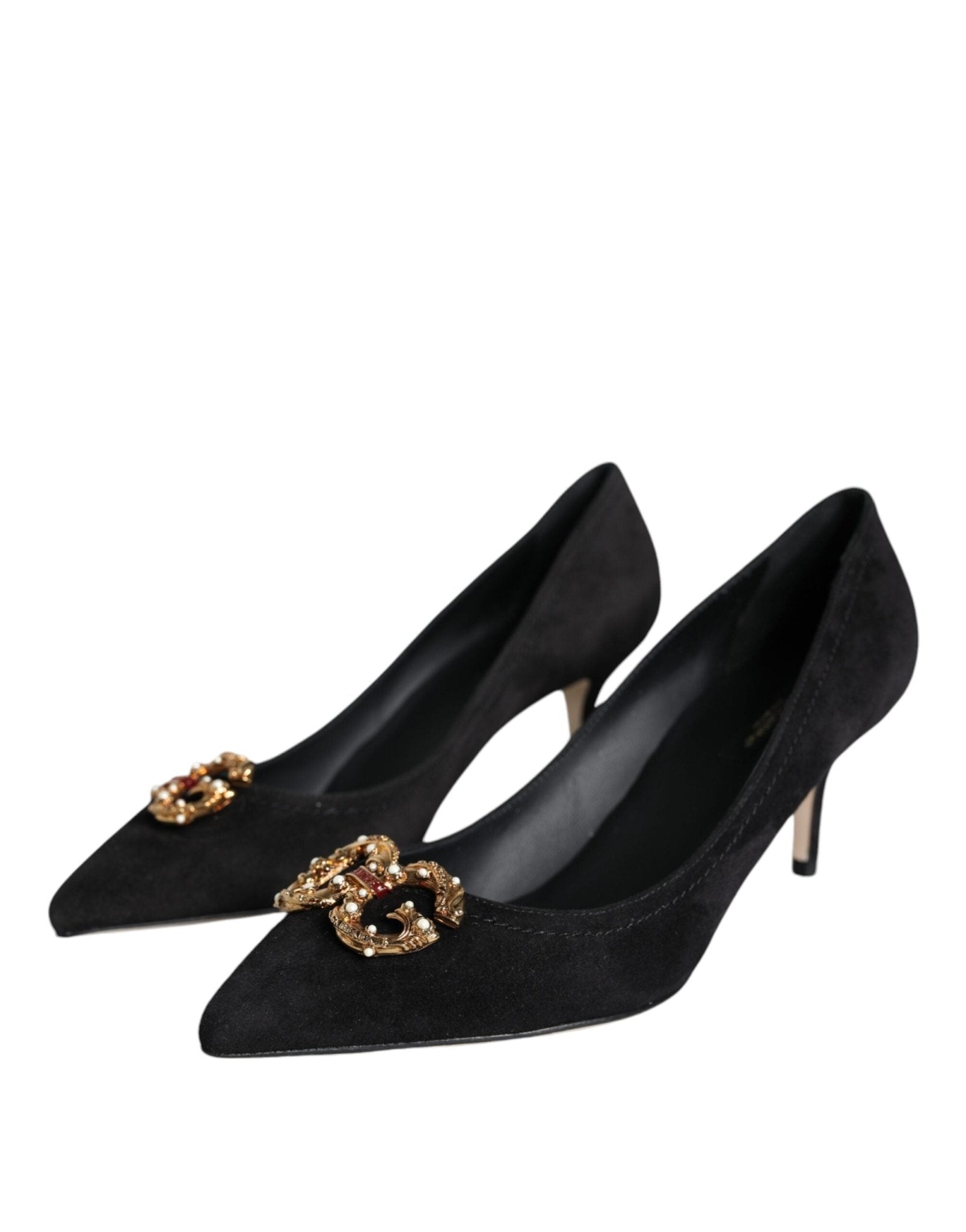 Dolce & Gabbana Black Amore Suede Bellucci Heels Pumps Shoes - SMARTMARTNZ