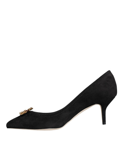 Dolce & Gabbana Black Amore Suede Bellucci Heels Pumps Shoes - SMARTMARTNZ
