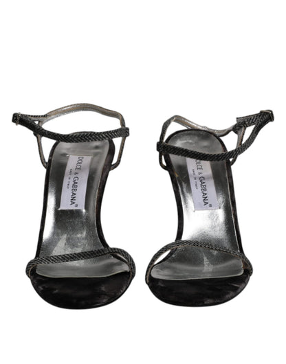 Dolce & Gabbana Black Ankle Strap High Heels Sandals Shoes - SMARTMARTNZ