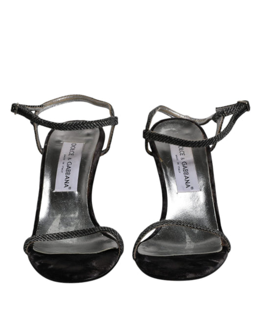 Dolce & Gabbana Black Ankle Strap High Heels Sandals Shoes - SMARTMARTNZ