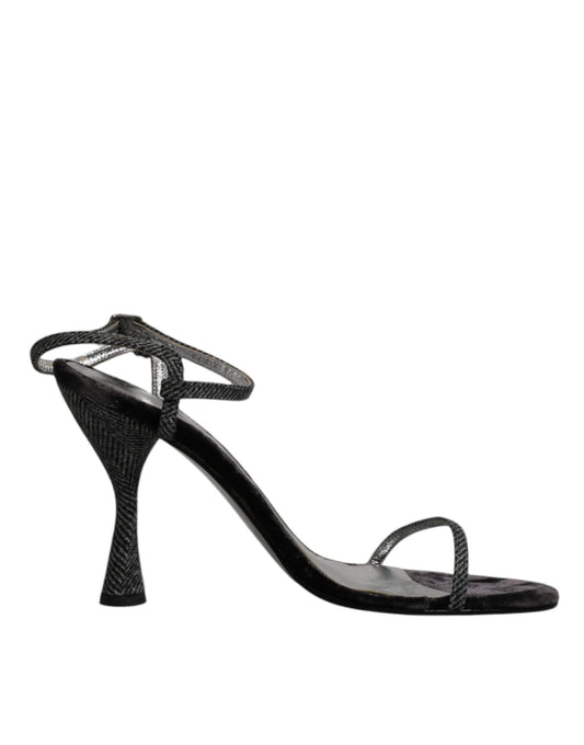 Dolce & Gabbana Black Ankle Strap High Heels Sandals Shoes - SMARTMARTNZ