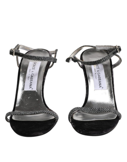 Dolce & Gabbana Black Ankle Strap High Heels Sandals Shoes - SMARTMARTNZ