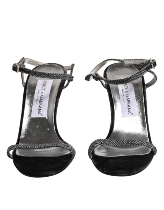 Dolce & Gabbana Black Ankle Strap High Heels Sandals Shoes - SMARTMARTNZ