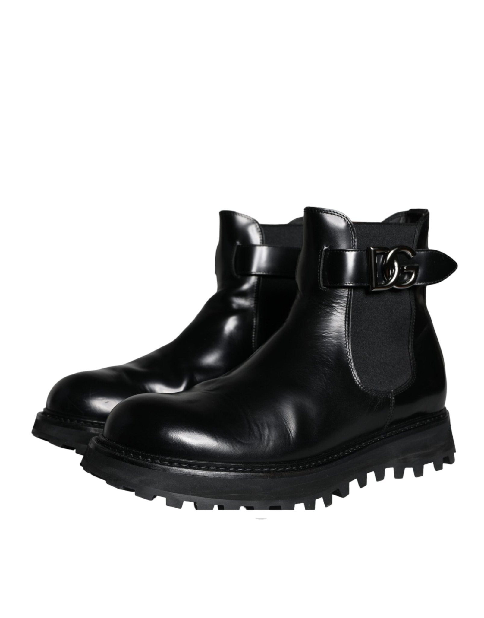Dolce & Gabbana Black Belted DG Logo Men Chelsea Boots Shoes - SMARTMARTNZ