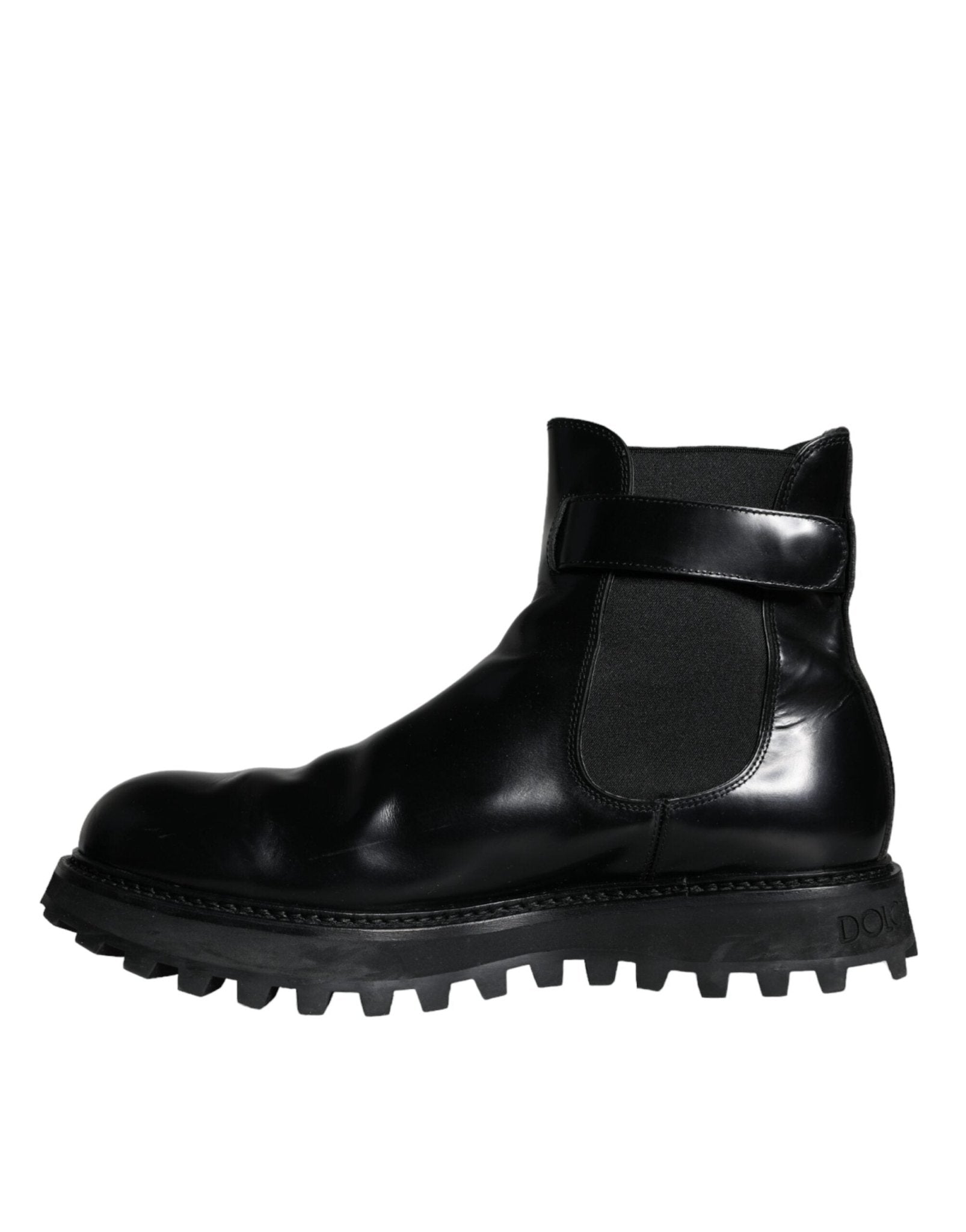 Dolce & Gabbana Black Belted DG Logo Men Chelsea Boots Shoes - SMARTMARTNZ