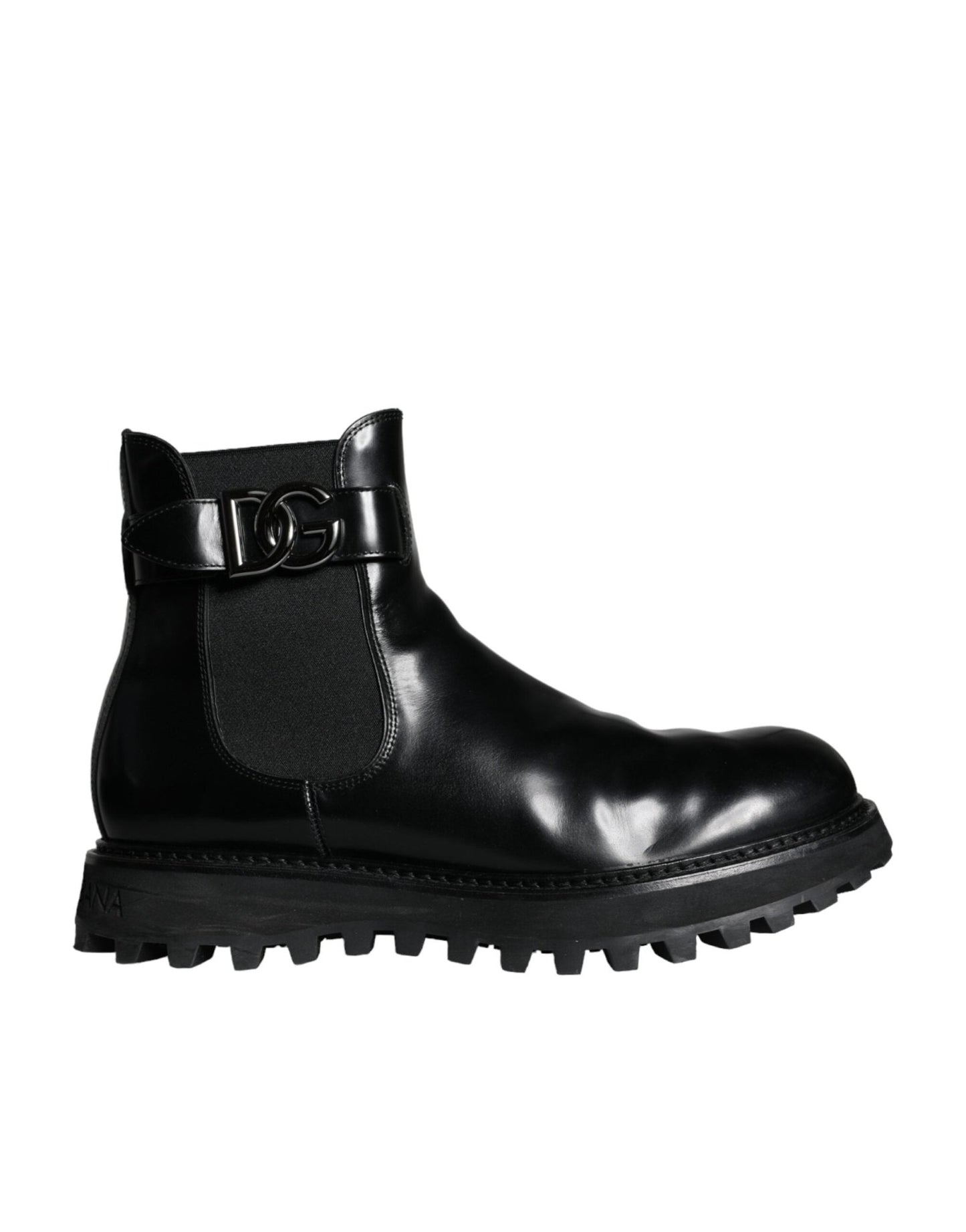 Dolce & Gabbana Black Belted DG Logo Men Chelsea Boots Shoes - SMARTMARTNZ