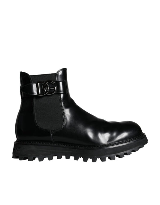 Dolce & Gabbana Black Belted DG Logo Men Chelsea Boots Shoes - SMARTMARTNZ