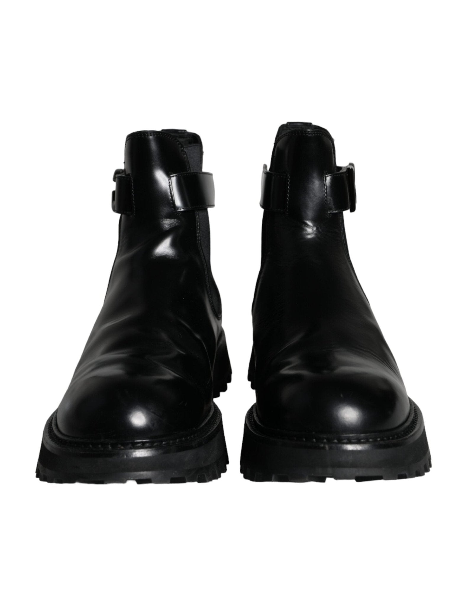 Dolce & Gabbana Black Belted DG Logo Men Chelsea Boots Shoes - SMARTMARTNZ