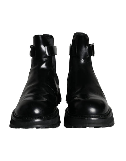 Dolce & Gabbana Black Belted DG Logo Men Chelsea Boots Shoes - SMARTMARTNZ