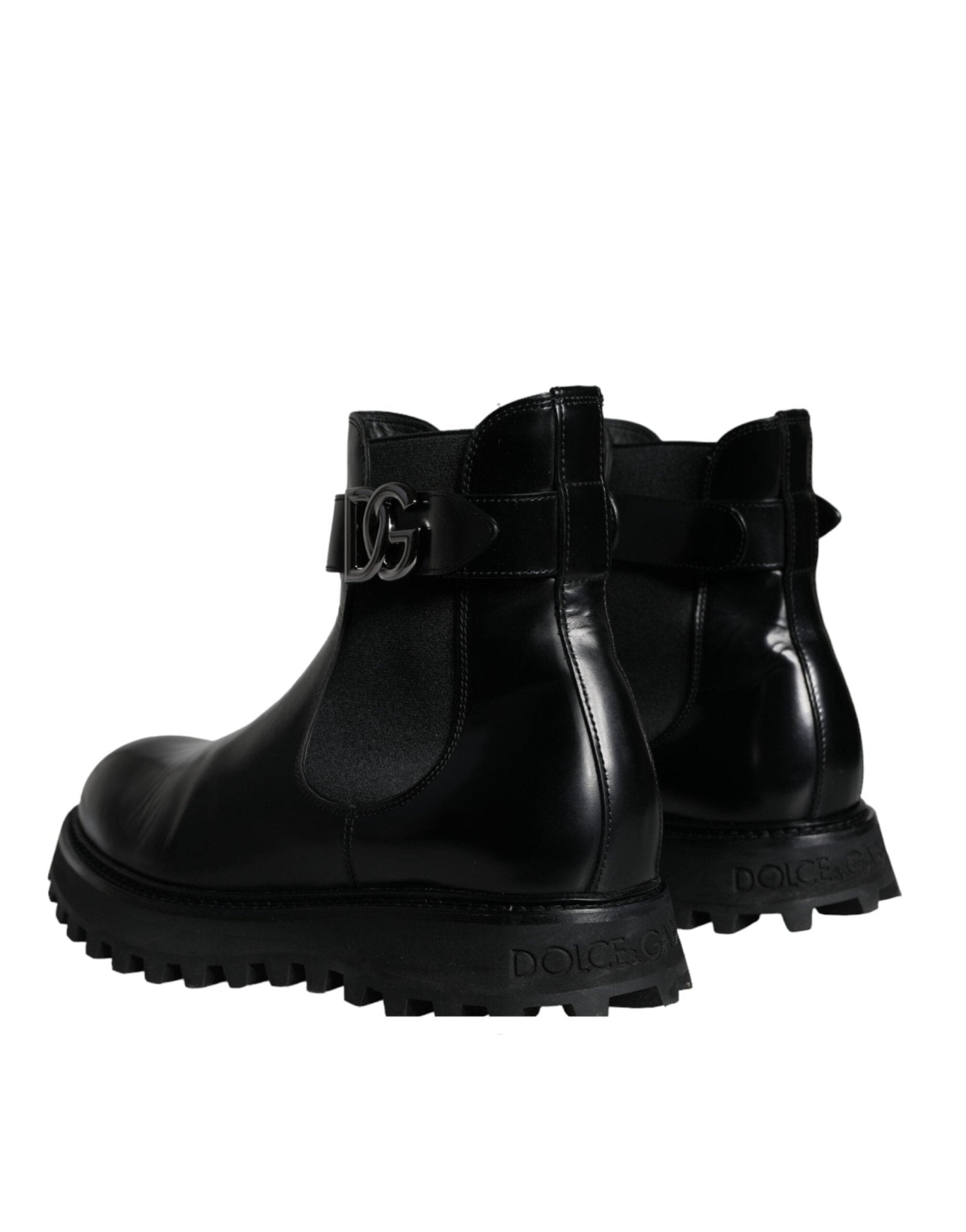 Dolce & Gabbana Black Belted DG Logo Men Chelsea Boots Shoes - SMARTMARTNZ