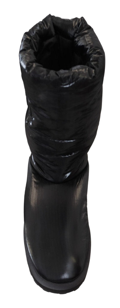 Dolce & Gabbana Black Boots Padded Mid Calf Winter Shoes - SMARTMARTNZ